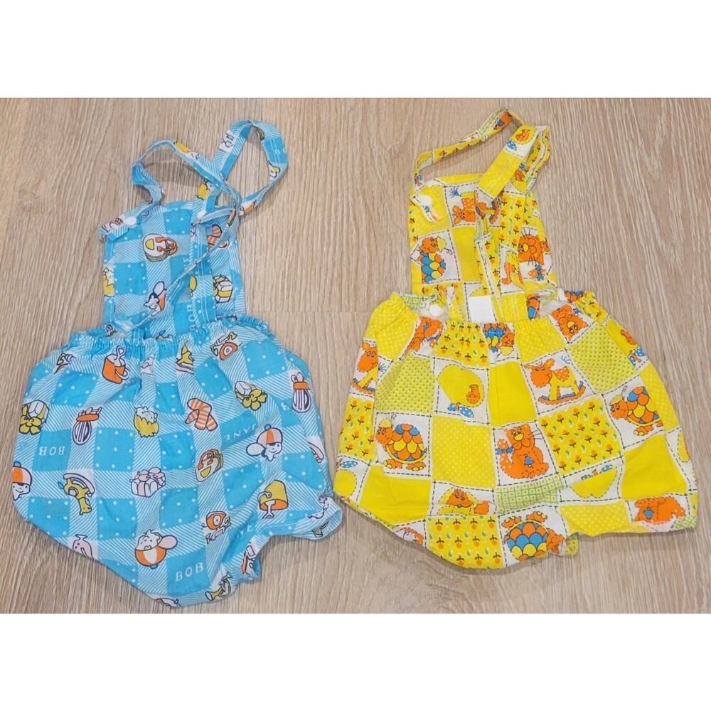 Lot Of 2 Lily Kids Vintage Baby Jumpers Cotton w/Rubber Linings Size 1 CC - Picture 2 of 4
